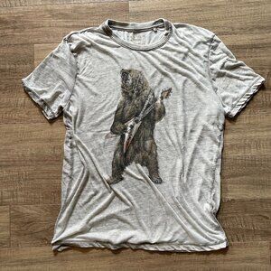 BUNDLE & SAVE! Men's LUCKY BRAND venice burnout tee shirt, bear  guitar, size L